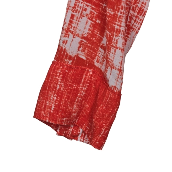 Maeve Anthropologie Calia Printed Pleated Button Down Tunic Top Size 2 Orange - Picture 5 of 9